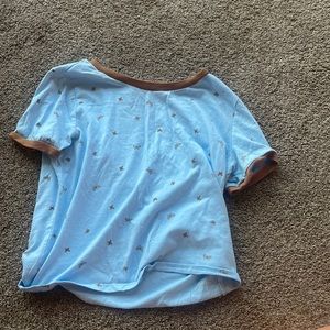 No Boundaries blue with brown butterflies, Size medium (7-9), fitted t-shirt